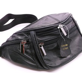 Bum Bag Leather Black - Belt Bag Waist Bag Women Men Sports Bag Outdoor Travel Hiking Running Jogging Travel Hiking Outdoor Sports Adjustable Strap Teenagers, black