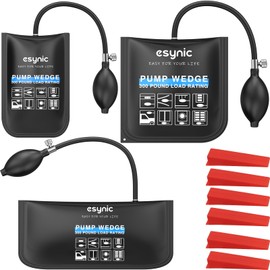 eSynic 3Pack Upgraded Air Wedge Door Pump Up Bag Inflatable Wedge Bags Bulit in PVC Hard Sheet Durable TPU Air Bags for Lifting Door 3 Various Size Bearing 441 Pounds/200KG with 6 Plastic Wedges