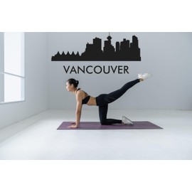 Cityscape Vancouver Canada with Text Vinyl Vinyl Art Decal Removable Matte Finish Urban Home Decor Skyline Mural for Indoor Walls