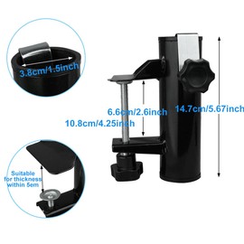 Cunguv Umbrella Clamp Stand Holder Outdoor Heavy Duty Umbrella Mount Clip Black