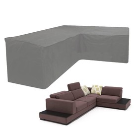 Gicov Patio Sofa Cover for Outdoor Furniture Waterproof L Shape Sofa Cover Sectional Couch Cover Heavy Duty Garden Furniture Protector with Windproof Strap