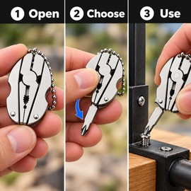 Stainless Steel Folding Multi-Tool Keychain with Pliers, Knife, Screwdrivers & File – Compact EDC Camping Repair Tool