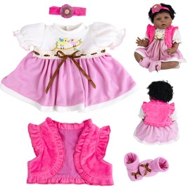 Aori Reborn Doll Clothes for 20-24 Inch Dolls 4PCS Newborn Baby Outfits with Headband & Accessories, Realistic Doll Clothing Set for Reborn Doll Lifelike Baby Girl