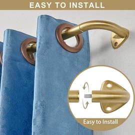 Brass Curtain Rod for Windows 84-144 Inch, Wrap Around Curtain Rods, Blackout Curtain Rod or Window, 3/4 Inch Diameter Room Darkening Curtain Rod, Adjustable Single Telescoping Drapery Rod