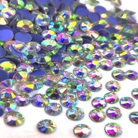 Liliume 1440 Pieces Hotfix Rhinestones SS16 Crystal AB Rhinestones 20 Colours 4 Sizes Round Glass Rhinestones for Clothing Shoes DIY Crafts (Crystal AB-SS16)