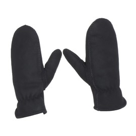 Harrys-Collection Men's Lambskin Mittens with Elastic Band, black