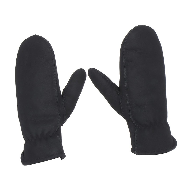 Harrys-Collection Men's Lambskin Mittens with Elastic Band, black