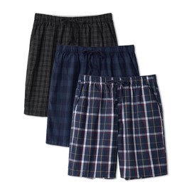 DAVID ARCHY Mens Pajama Shorts Soft Cotton Plaid Sleep Shorts with Pockets Comfy Lounge Woven Pajamas Bottoms for Men, 3 pack