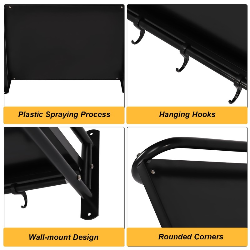 ILWorkTLs Wall Mount Microwave Oven Shelf with 6 Hooks,Wall Microwave