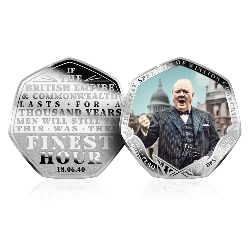 The Koin Club Winston Churchill Famous Speeches 3 Colour Silver