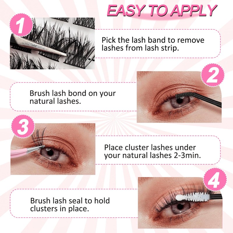 DIY Eyelash Extensions Set, 8-16 mm, Mixed Fluffy Eyelashes, Individual