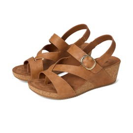 EuroSoft Women's Evelyn Wedge Sandal, Luggage, 7.5