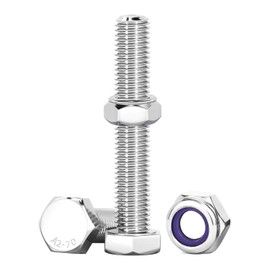 Drenky Nuts and Bolts Assortment, 10 Pcs M8 x 50mm Bolts and Nuts Set 304 Stainless Steel Hex Bolts and Lock Nuts M8 Machine Screws and Nut for Machinery, Furniture, Car, Bike, Ship, 3D Printing