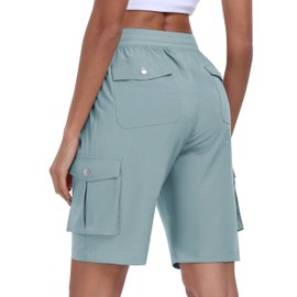 MoFiz Hiking Cargo Short for Women Quick Dry Breathable Outdoor Camping 10" Active Short Grey Blue,XL