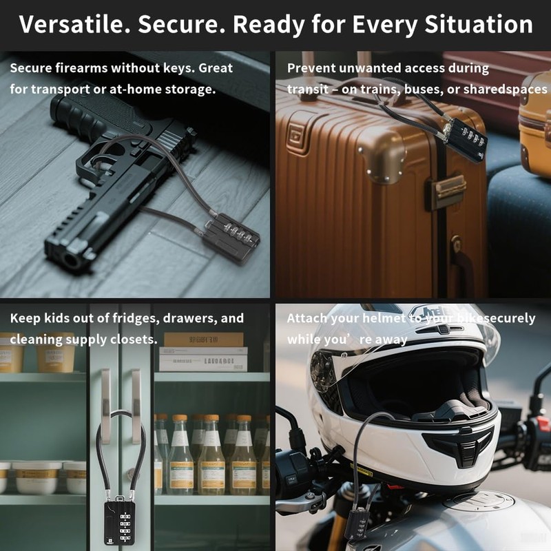 RESET -204 4-Digit Combination Lock with 50 cm Wire Rope,