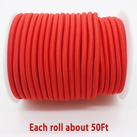 4mm Thick Elastic Cord for Sewing 5/32 inch 50ft Red Bungee Shock Kayak Tie Down Straps Tent Elastic Cord Replacement Heavy Stretchy Rope for Crafts-Pants-Clothing-Outdoor Supplies