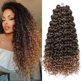 Mscat GoGo Curl Crochet Hair 18 Inch Curly Crochet Hair,8 Packs Ocean Wave Crochet Hair Ombre Beach Curl Water Wave Deep Twist Crochet Hair Extensions