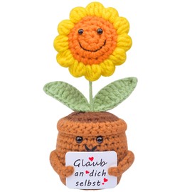 Mwmoeen Pocket Hug Positive Flower, Positive Creative Knitting Wool Sunflower, Positive Potato German Pocket Hug Lucky Charm for Friends, Colleagues and Family