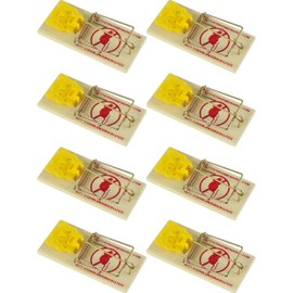 Southern Homewares Wooden Snap Mouse Trap Spring Action with Expanded Cheese Shaped Trigger 8 Pack,Brown