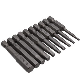 Fongmore 10Pcs 50mm 1/4 Inch Hex Shank S2 Steel Hex Screwdriver Head Allen Hand Held Wrench Drill Bit Set 5/64-5/16 Magnetic Hex Bit Set
