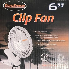 Durabreeze New 6-Inch Clip Fan 2-Speed Fan Manually Adjustable 360° by Durabreeze