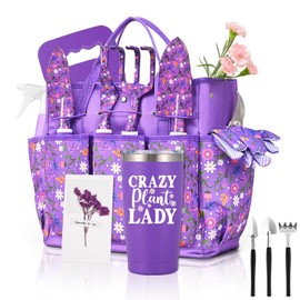Gardening Gifts for Women, Gardening Tools for Women, 14 PCS Garden Tools Set Kit with Garden Tool Bag, Plant Lover Christmas Birthday for Mom Grandma Aunt, Purple