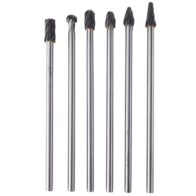 6pcs Tungsten Carbide Aluminum Rotary Files Burr Set 6mm Shank