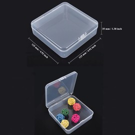 Goodma 4 Pieces Square Empty Mini Clear Plastic Organizer Storage Box Containers with Hinged Lids for Small Items and Other Craft Projects (125 x 125 x 35 mm)