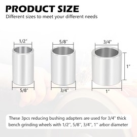 BLSGBUIDING Reducing Bushing Arbor Adapters for Bench Grinding Wheel, Aluminum Reducer 1" Thick with ID 1/2" OD 5/8" | ID 5/8" OD 3/4" | ID 3/4" OD 1"- 3-Piece Arbor Sleeve Kit