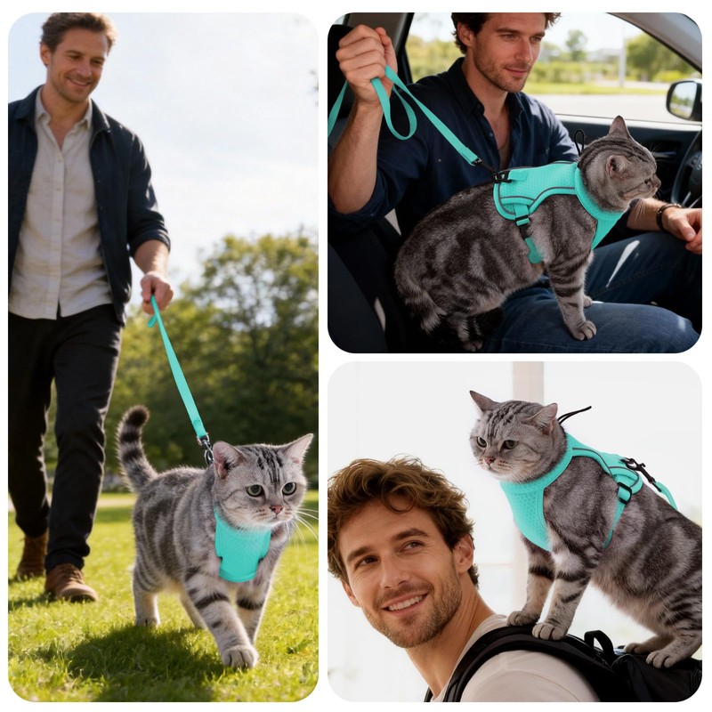 Dotoner Escape Proof Cat Harness and Leash Set Adjustable Soft