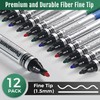 SELEAD Large Permanent Markers Black Red Blue Green - 12