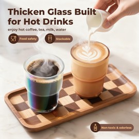 Zukro 13 oz Glass Iced Coffee Cups with Lid and Straw, Leak Proof Glass Tumbler for Ice Tea, Water, Non-Slip Silicone Bottom, Thick Wall Drinking Glasses for Home/Office, BPA Free, Amber 2 Pack