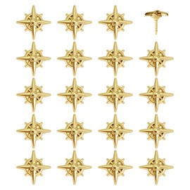 Compass Push Pins - Gold Metal Compass Rose Pins - for Cork Board, Maps, or Lapel Pin Use - Designed in USA - Set of 20