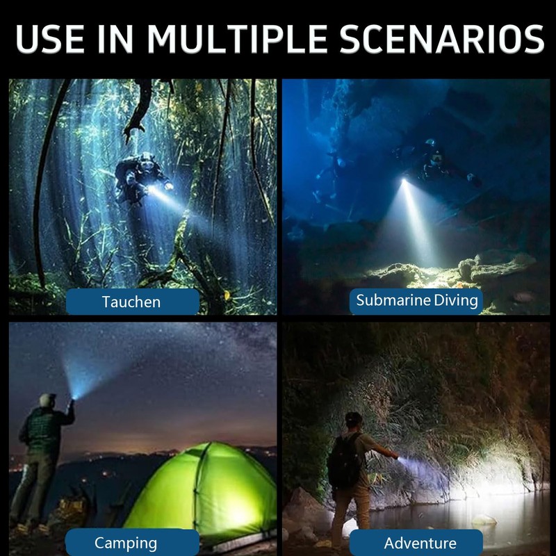 LIAISIMI Diving Torch Professional Bright Waterproof Safety Underwater Lamp 3
