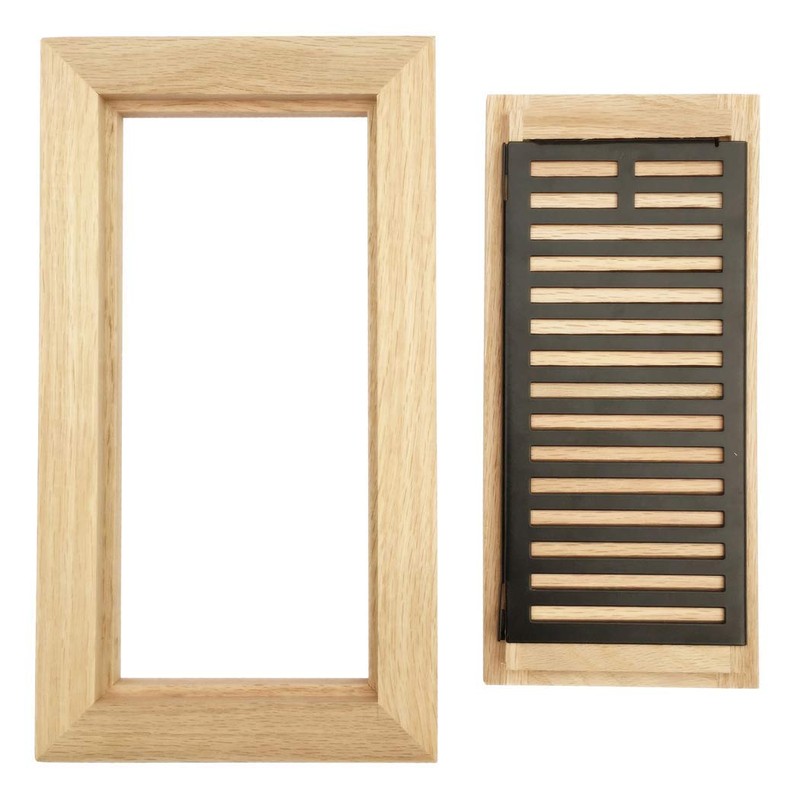 White Oak Wood Flush Mount Floor Register Vent Cover, 2-1/4