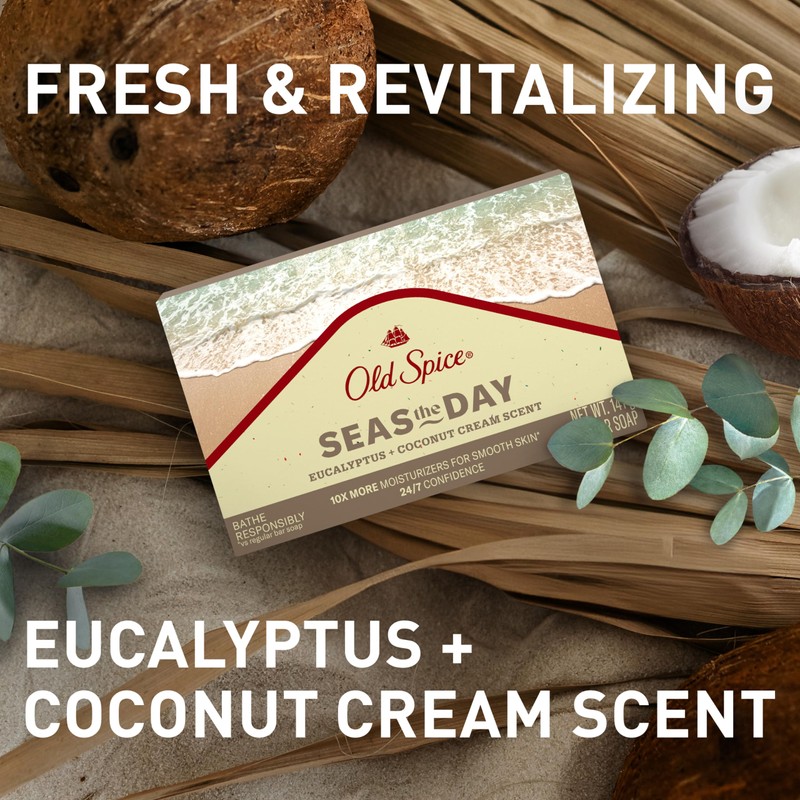 Old Spice Men's Bar Soap, Seas The Day Eucalyptus and