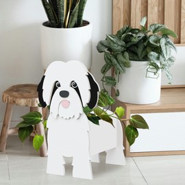 Lnakio Shih Tzu Dog Planter, Pet Shape Garden Pots Plant Pots for Indoor/Outdoor Gardens Decoration, Cute, Surprise Gifts/Souvenirs for Pet Lovers (Black)