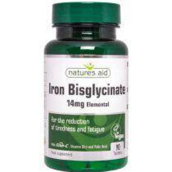 NATURES AID IRON BISGLYCINATE WITH ESTER-C & VITAMIN B12. FOR