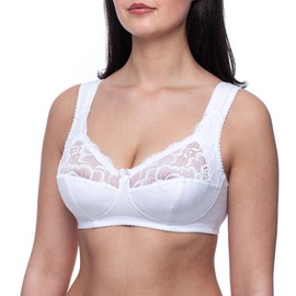 frugue Women's Cotton Comfort Non Wired Bra White UK 44 DD