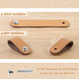 LEREATI Leather Handles for Furniture 4 Pieces Cabinet Handles with Screws Furniture Handles Vintage Drawer Handle Knobs Furniture Handle Leather for Kitchen Cabinets Cabinets Bathroom (Blue, for