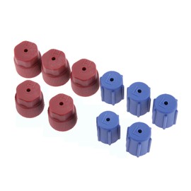 KOMANDE 10Pcs/Set R134a Cap A/C Cap 13mm & 16mm Air Conditioning Service AC System Charging Port Caps Low Side and High Side (5 Red High & 5 Blue Low)