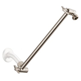 11 Inch Adjustable Shower Head Extension Arm With Locking Set Screw, Singing Rain Brass Nickel Brushed Angle Height Adjustable, Easy To Install, G1/2 Universal Connector Compatible (Nickel Brushed)