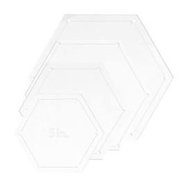 sourcing map Hexagon Quilting Template Set, 5 Inch 6 Inch 7 Inch 8 Inch Acrylic Template for Quilting with Reserved Seam Margin, Clear Templates for DIY Quilting Sewing Crafts
