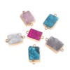 5Pcs Natural Rectangular Druzy Agate Links Necklace Pendants Gemstone Charm