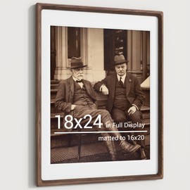 Heimlove 18x24 Picture Frames Natural Walnut,Original Wood Hand Make Crafted Poster Frame with Mat to 16x20 Graduation Picture Display,Family Picture,Wedding Picture,Photo,Document Wall Mounted