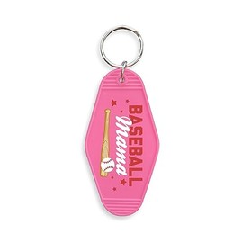 TeesAndTankYou Baseball Mama Vintage Style Motel Keychain Key Tag 3.5" Pink