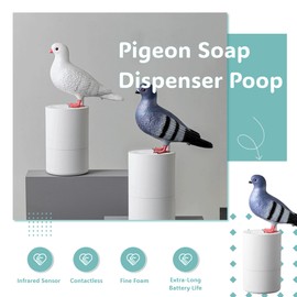 Pigeon Pooping Pigeon Soap Dispenser, Funny Bird Foaming Soap Dispenser (White)