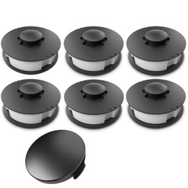 Pack of 6 grass trimmer replacement spool/double thread spool and hood suitable for Aldi Gardenline electric grass trimmer GLR 450 451 452 453 454 455 456 457 458 459 450/1 450/2 450/3 450/444450/5