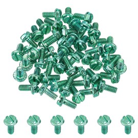 PATIKIL 8-32 x 5/16 Inch Thread Ground Screws, 50 Pack Green Electrical Grounding Screw Slotted Hex Head Flanged for Home Electrical Lamp
