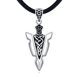 Arrowhead Necklace 925 Sterling Silver Arrow Viking Necklace Arrow Pendant Viking Knot Jewellery Gifts for Men Women Unisex